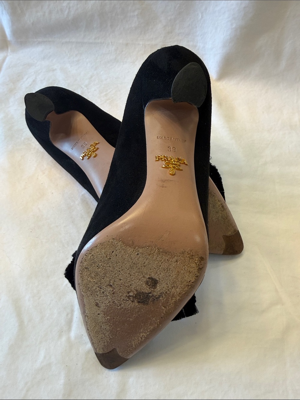 Prada Black Embellished Pointed-Toe Pumps - Picture 7 of 9